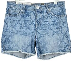 NWT Seven7 Women's Weekend Denim Shorts Size 4 Python Indigo 5" Inseam Fray Hem